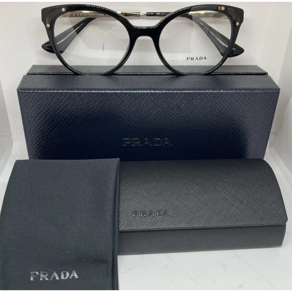 PRADA WOMENS EYEGLASSES CATWALK VPR 12U 1AB-101 BLACK TORTOISE GOLD 140 51 18 - Picture 1 of 9